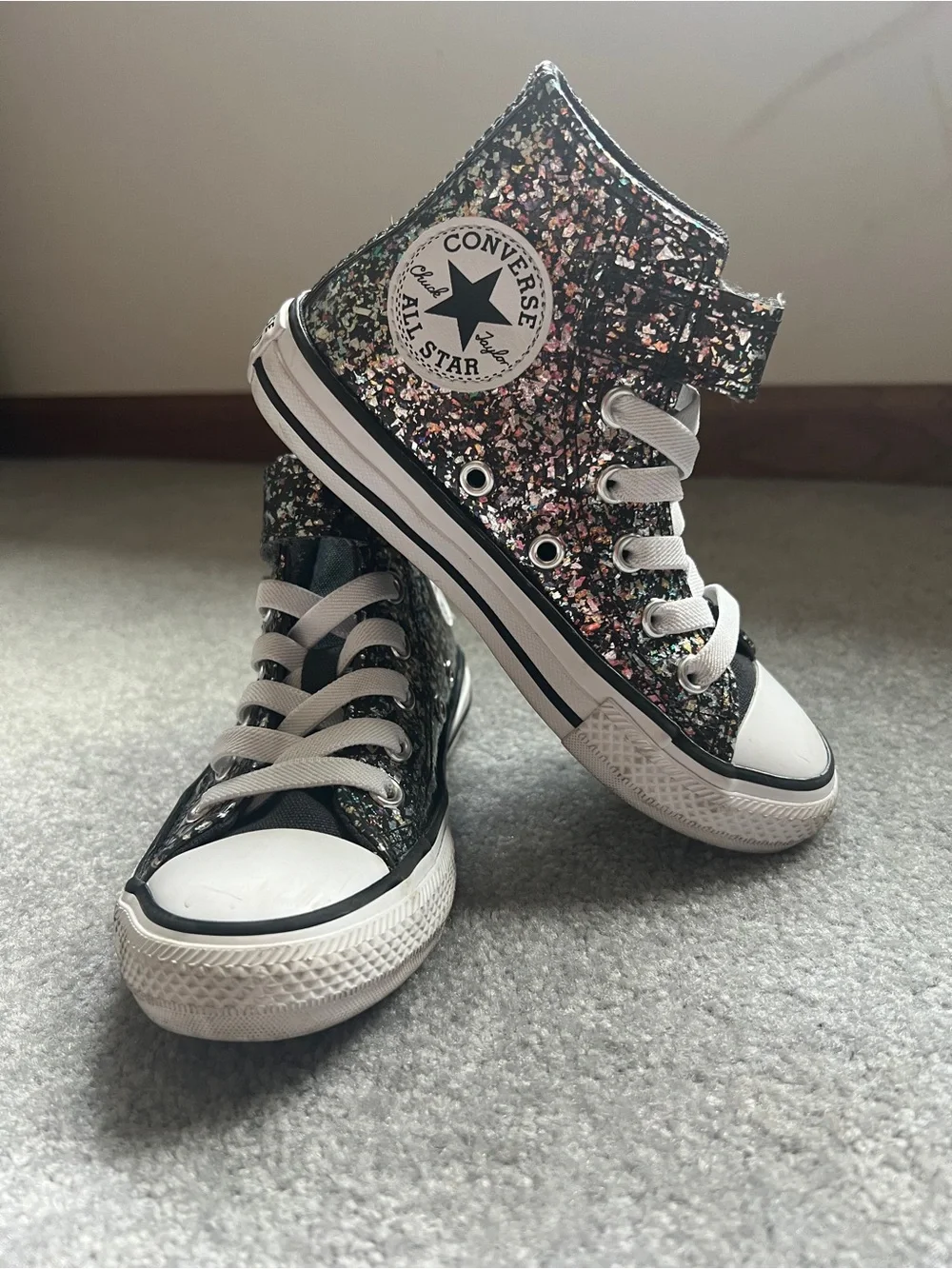 Converse Kids Black Glitter High-Top Sneakers